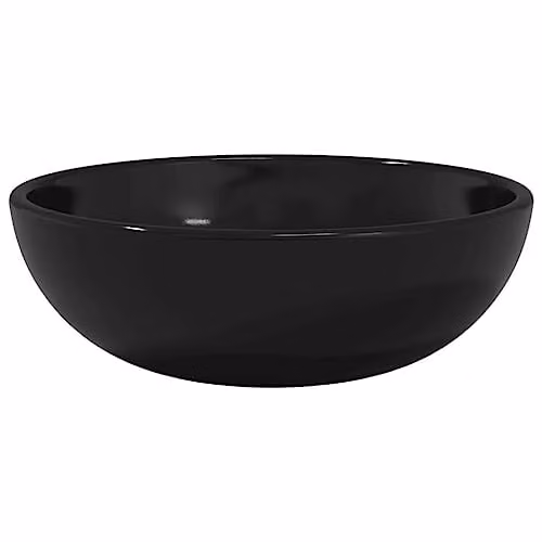 vidaXL Round Tempered Glass Countertop Basin, Black, Diameter: 35 cm, Height: 12 cm