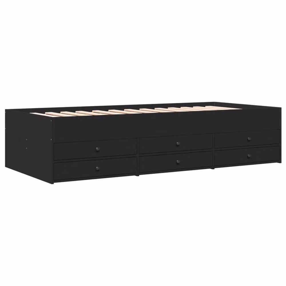 Berkfield Home Small Single Daybed with Drawers in Black, W: 75 cm, L: 190 cm – 3