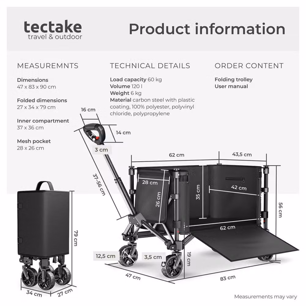 tectake Smartrider Folding Trolley in Black – 6
