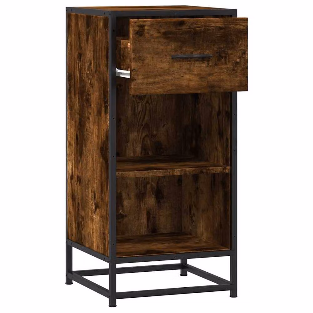 Berkfield Home Industrial Sideboard in Smoked Oak and Brown, W/D/H: 35.5 x 35 x 76 cm – 4