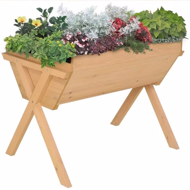 Kelvenix Wooden Raised Bed Planter for Vegetable Gardens in Brown, W/D/H: 178 x 91 x 67.6 cm