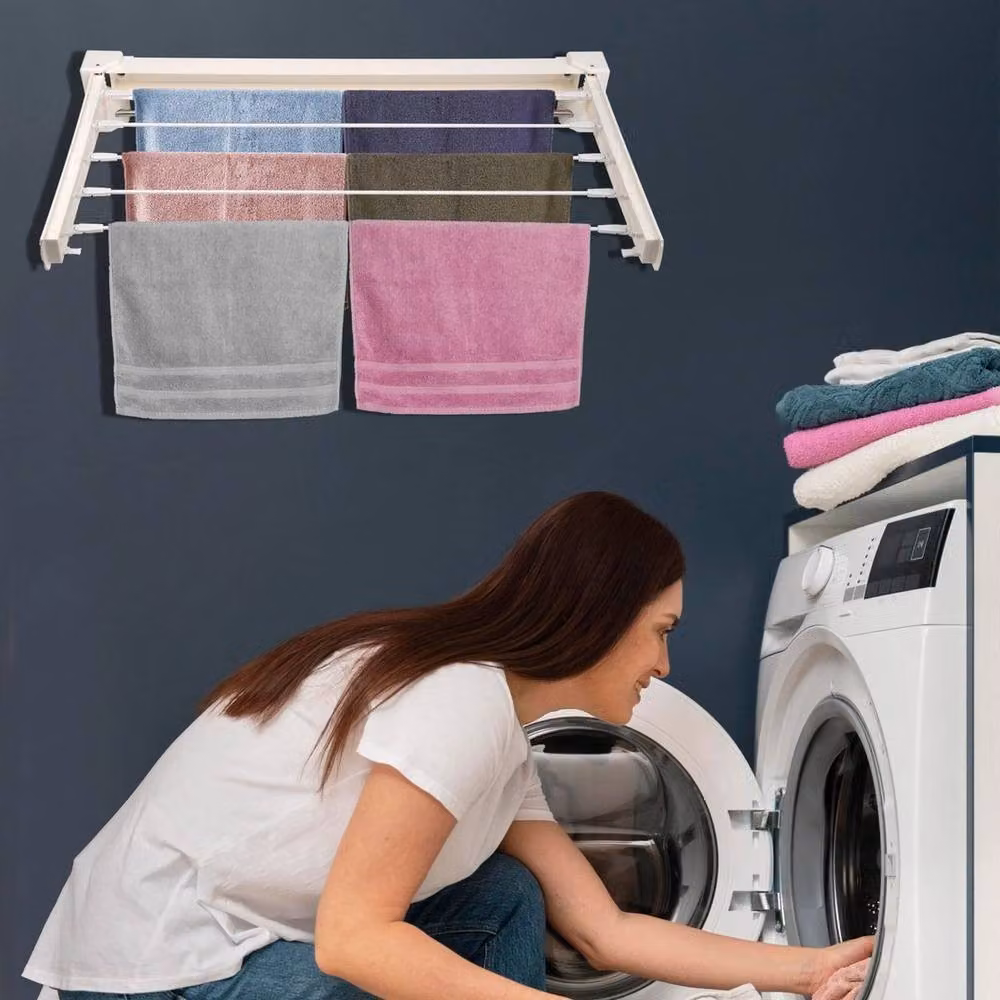PAWNORA White Wall Mounted Retractable Extendable Fold Clothes Dryer – 2