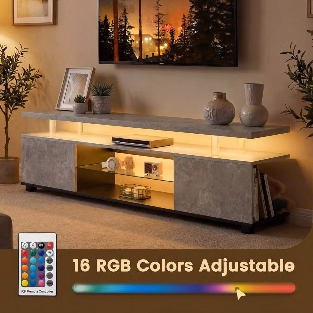 Matteo Modern LED TV Stand with Integrated Lighting in Grey and Black – 2