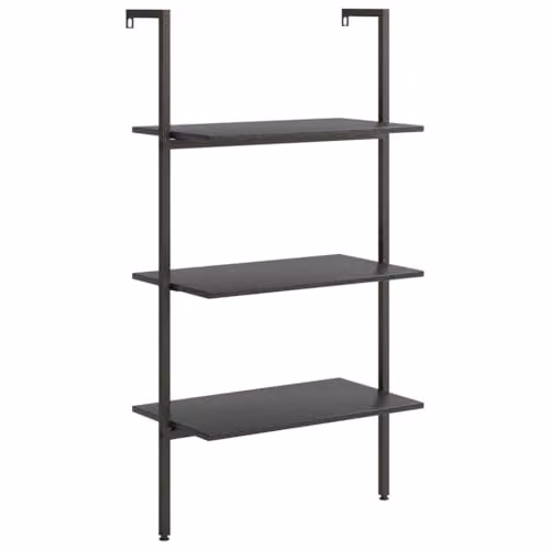 vidaXL 3-Tier Metal Leaning Ladder Shelf in Black, W/D/H: 64 x 35 x 120.5 cm