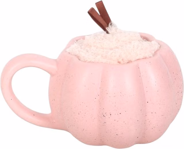 Something Different Wholesale Pink Pumpkin Ceramic Mug and Socks Set