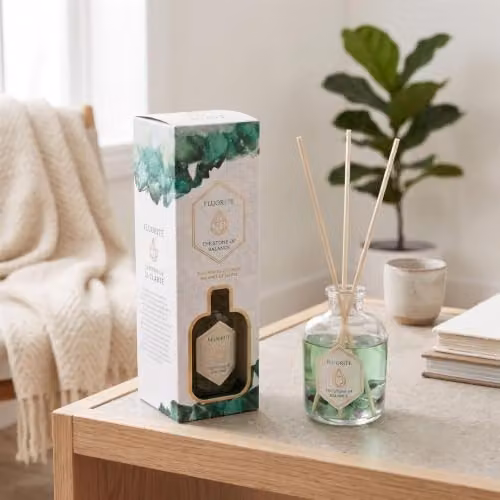 HOMESCAPES Green Fluorite Crystal Reed Diffuser with Black Tea & Vetiver Scent – 2