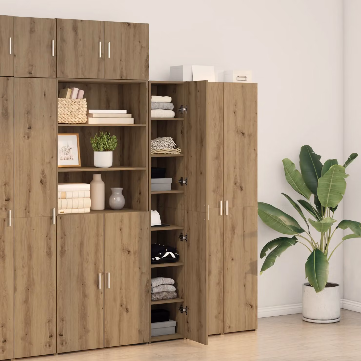 Berkfield Home Artisan Oak Highboard in Brown, W/D/H: 30 x 42.5 x 185 cm – 2