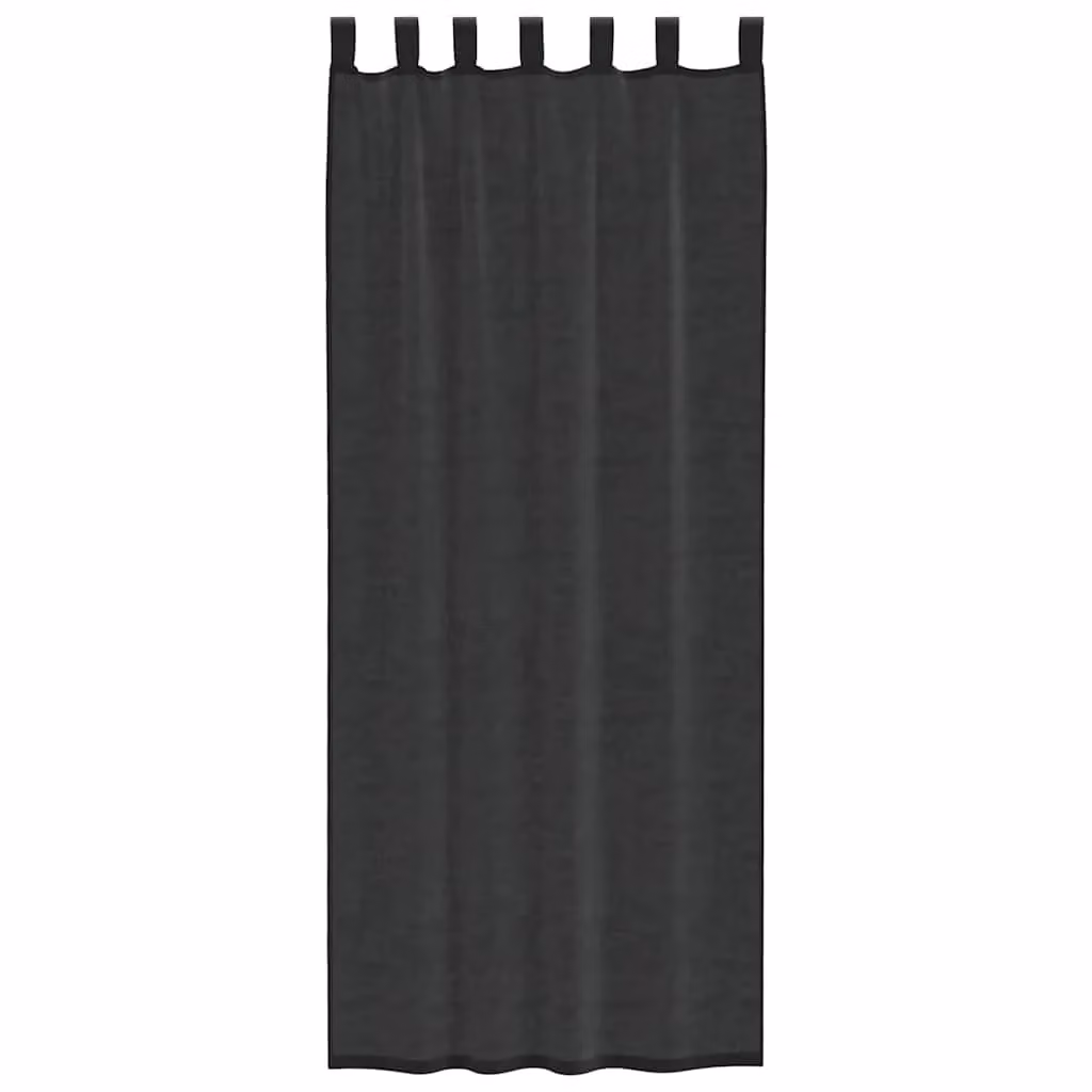 Berkfield Home Black Transparent Voile Tab Top Curtains, 2 Pack, W: 140 cm, H: 260 cm – 3