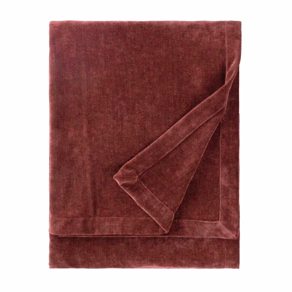 Yard Heavy Chenille Velvet Throw in Red, W: 130 cm, D: 180 cm – 2