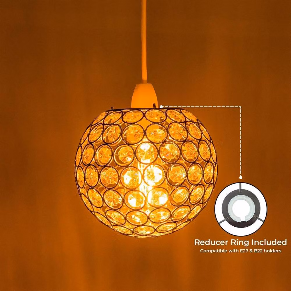 EONLION Crystal Acrylic Sphere Ball Pendant Light Shade in Silver and Transparent – 3