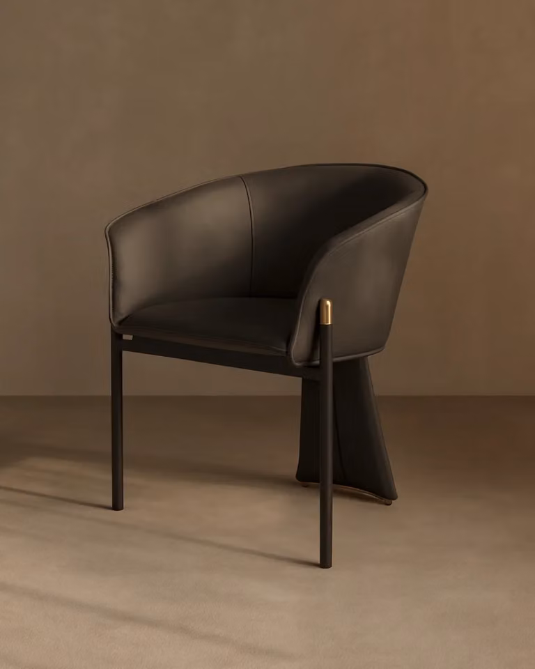 Tommy Franks Modern Dining Chair Set of 2 in Black and Gold Synthetic Leather