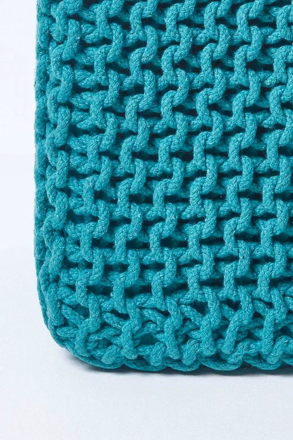 Homescapes Cube Cotton Knitted Pouffe Footstool in Green and Turquoise – 3