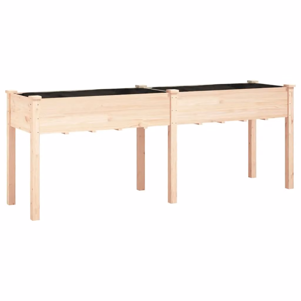 Berkfield Home Solid Wood Fir Planter with Liner in Brown, W/D/H: 203 x 53 x 76 cm – 2