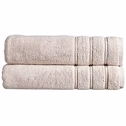 Christy Antalya Luxury Turkish Cotton Bath Sheet Set of 2 Beige W/D/H: 90 x 150 cm