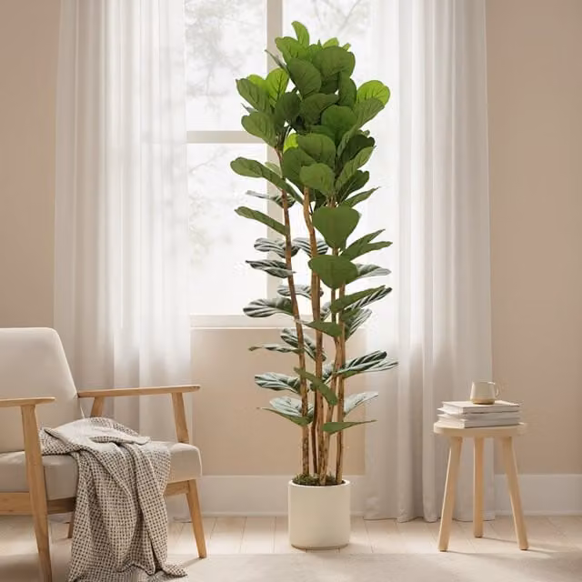 HOMCOM 180cm Artificial Fiddle Leaf Fig Tree in Green