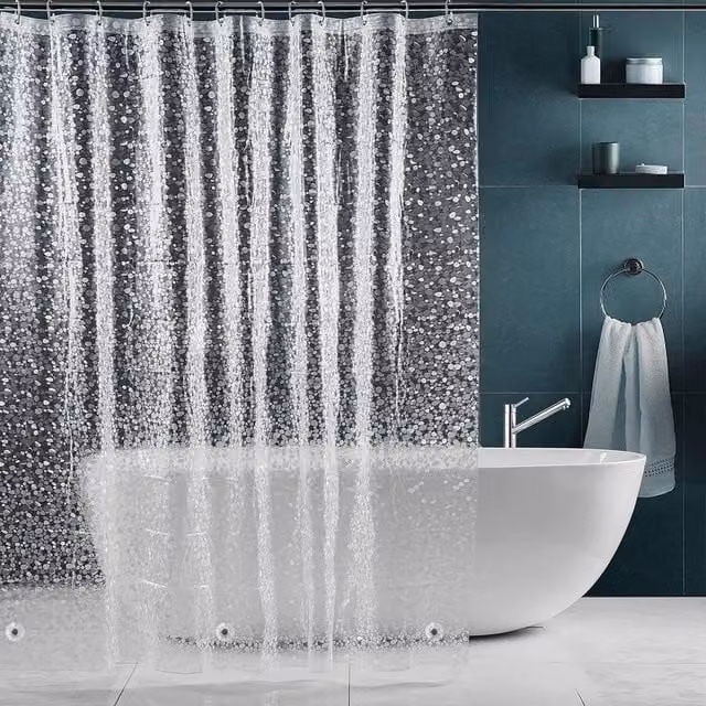 NESTLUNE Transparent Clear Mould-Resistant Shower Curtain, W: 200 cm, H: 180 cm
