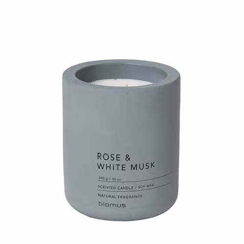 Blomus Fraga Scented Soy Wax Pillar Candle in Grey and Petrol