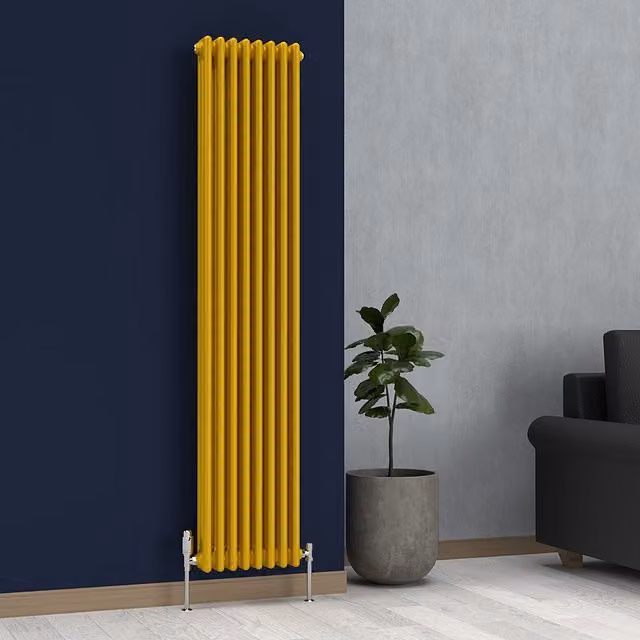Lux Heat Vertical Coloured Column Radiator in Sunflower Yellow, H 180 cm x W 38 cm