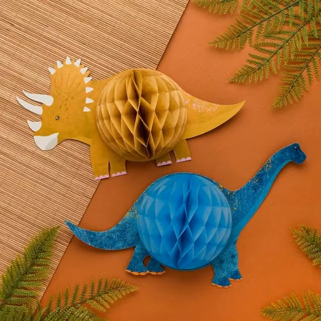 Club Green Dinosaur Paper Honeycomb Party Decorations, Pack of 2, Green and Multicolour
