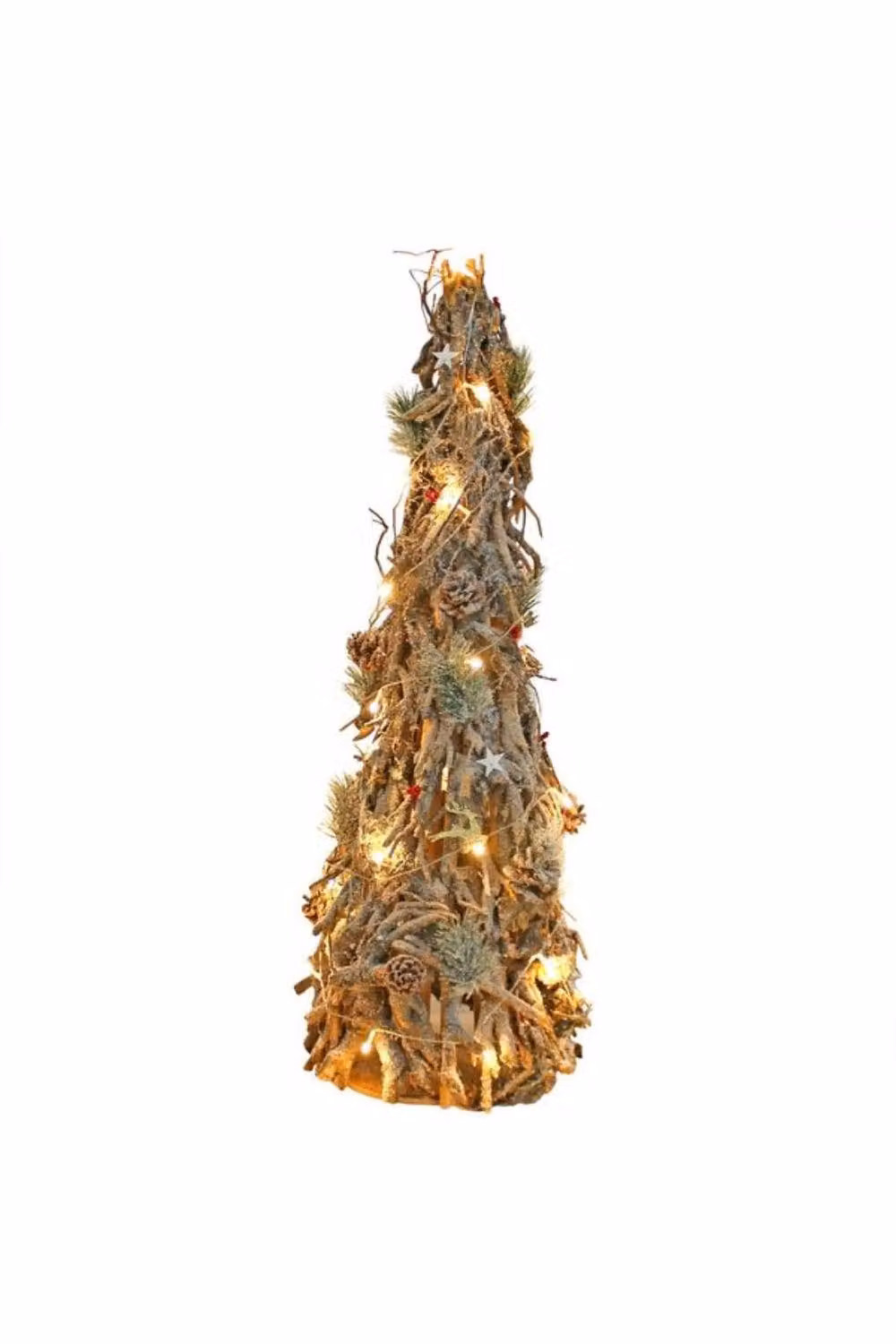 KDMD 100cm Brown Wooden Frosted Decorative Christmas Twig Tabletop Tree with Lights – 2