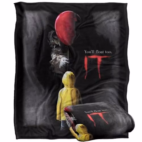 LOGOVISION It You'll Float Too Halloween Poster Super Soft Fleece Throw Blanket, Multicolour, W: 152 cm, D: 127 cm