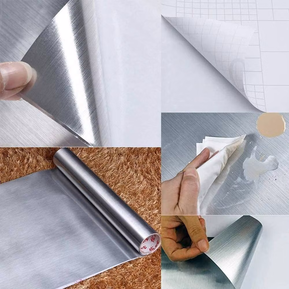 KORVIXA Self Adhesive Brushed Stainless Steel Contact Paper Film, Silver, W: 52 cm, H: 500 cm – 3