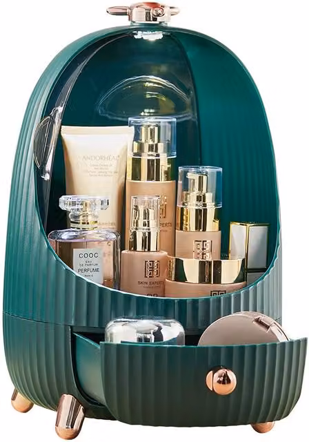 SHEONLY Green Transparent Cosmetic and Makeup Vanity Storage Organiser Box – 1