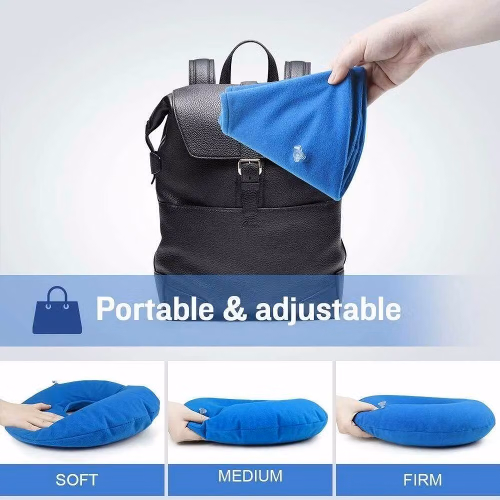 NESTLUNE Inflatable Blue Round Donut Ring Cushion for Adults with Pump and Travel Bag, W: 100 cm, L: 190 cm – 2