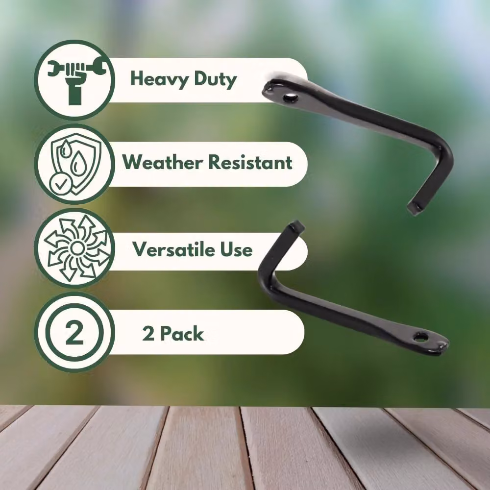 Marco Paul Heavy Duty Metal Wall Hooks, 2 Pack, Black – 4