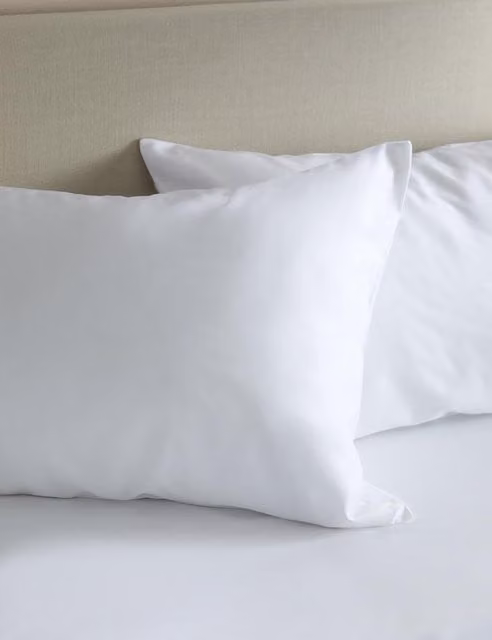 M&S 2 Pack Ultimate Soft and Silky Lyocell Pillowcases in White with Zip Closure