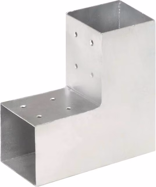 Berkfield Home L-Shape Galvanised Metal Post Connectors, 4 Pack, Silver, 81 x 81 mm – 1