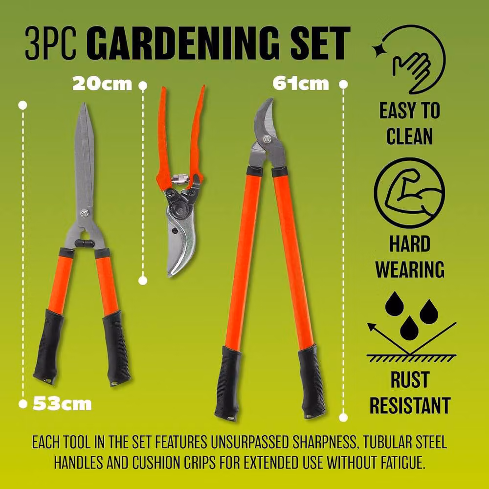BARGAINS-GALORE Set of 3 Red Extendable Manual Garden Tree Trimmers and Pruning Tools – 4