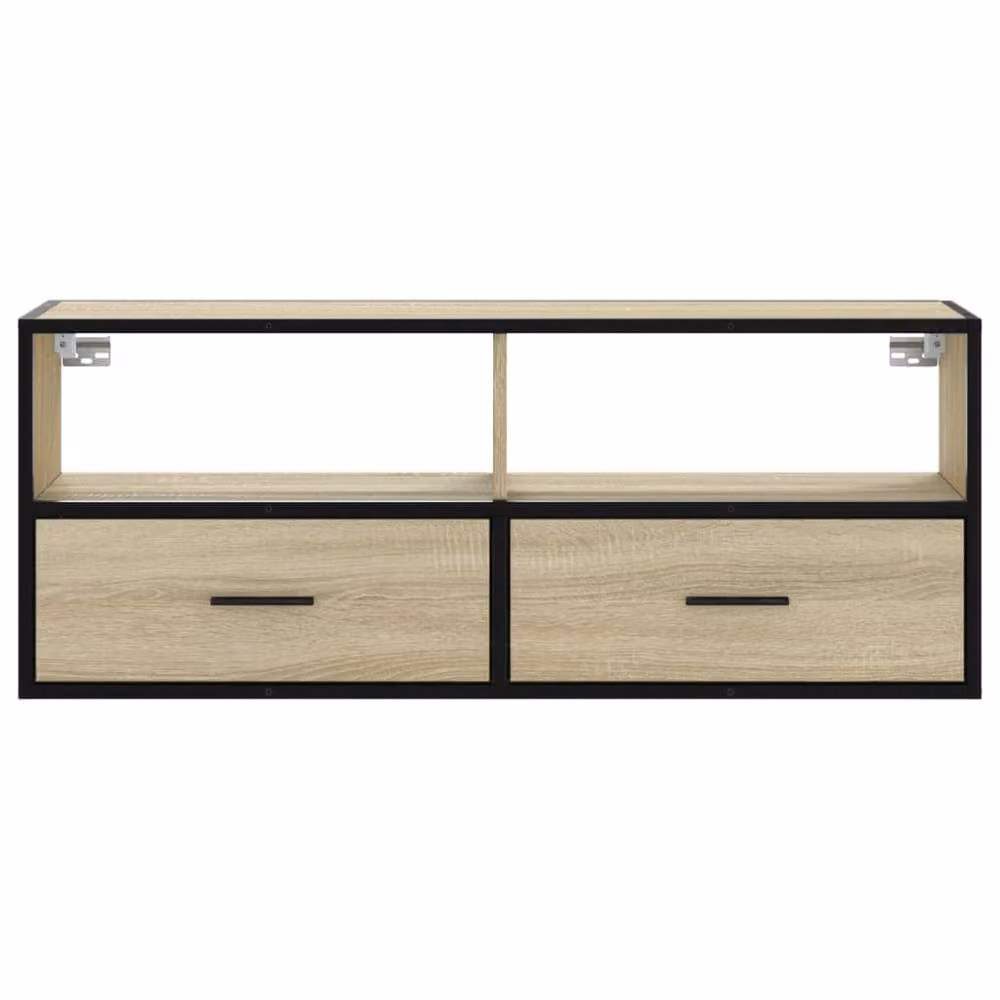 Berkfield Home Industrial TV Cabinet in Beige Sonoma Oak, W: 100 cm, D: 31 cm, H: 39.5 cm – 4