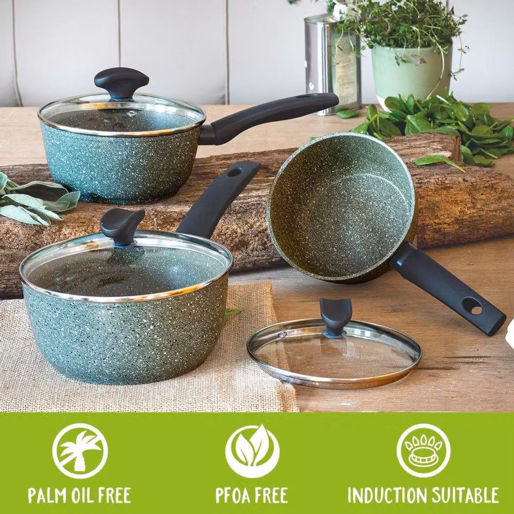 Meyer 5 Piece Non Stick Aluminium Cookware Set with Glass Lids in Green – 2