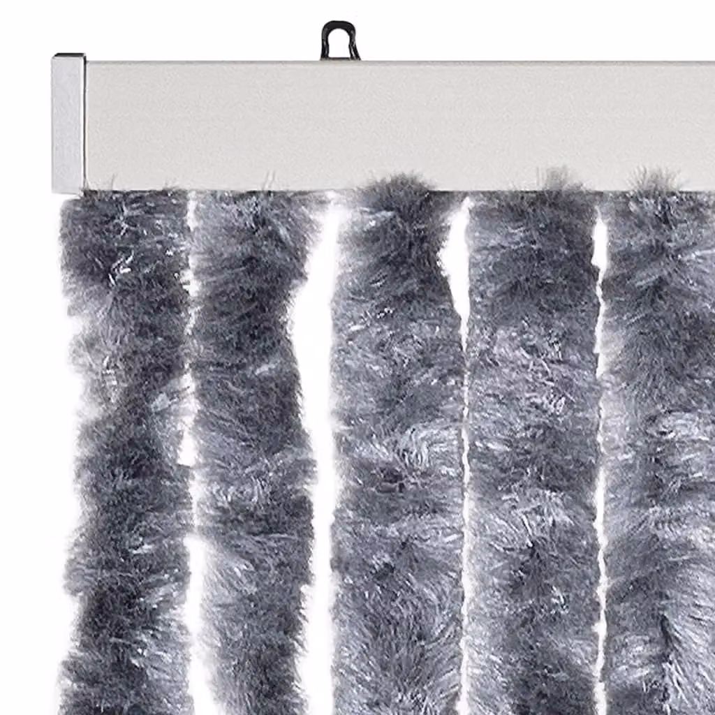 Berkfield Home Silver Striped Chenille Fly Curtain, W: 100 cm, H: 200 cm – 3