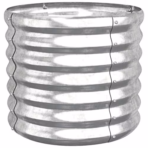vidaXL Silver Galvanised Steel Garden Planter Tub W: 40 cm, D: 40 cm, H: 36 cm