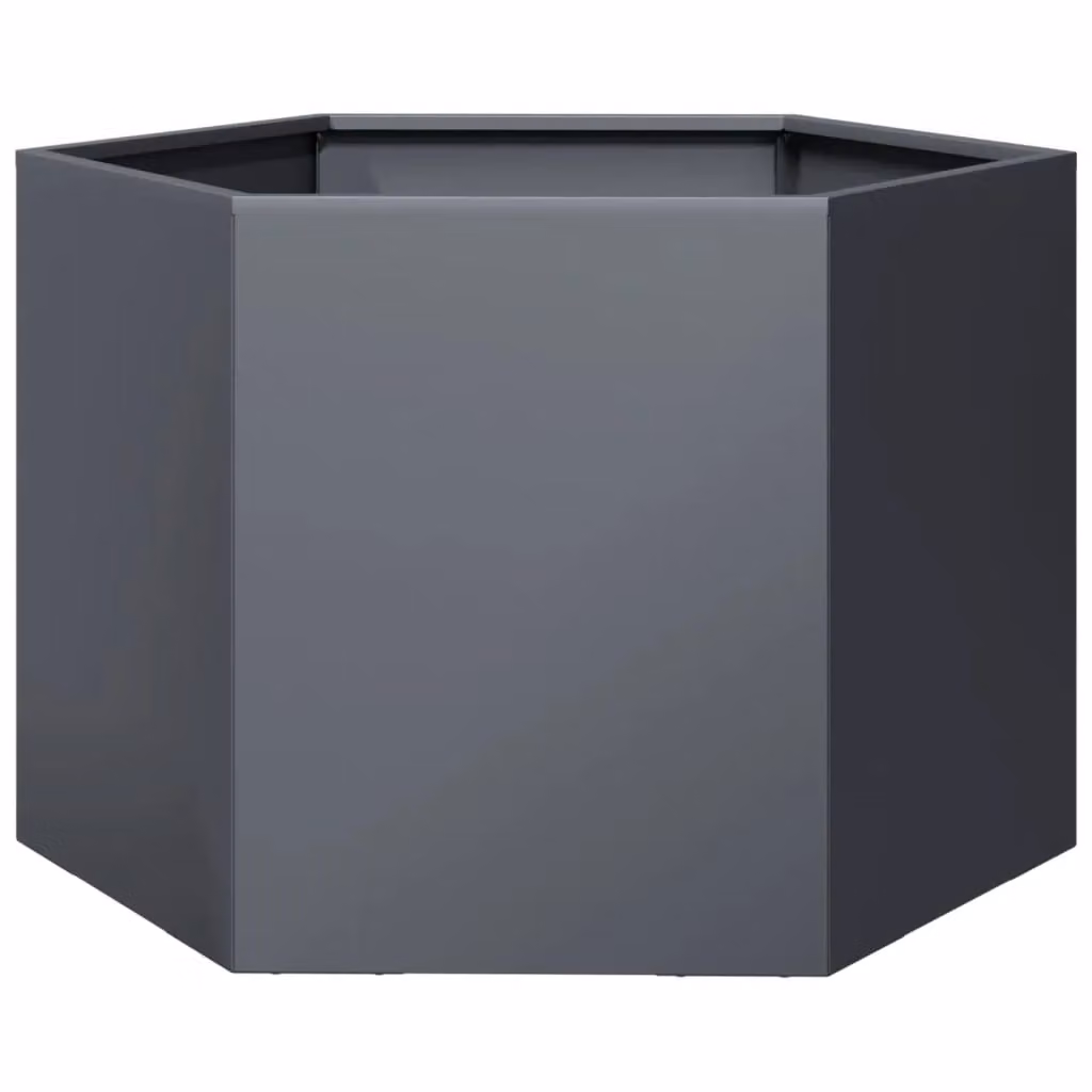 Berkfield Home Anthracite Hexagon Steel Garden Planter in Black, W: 69 cm, D: 60 cm, H: 45 cm – 2