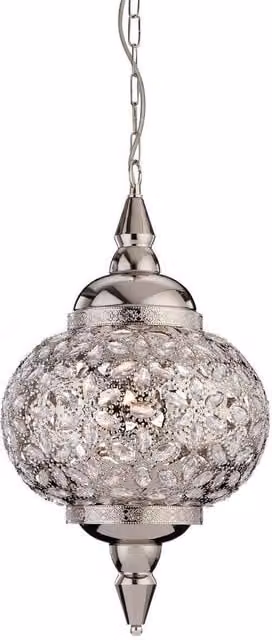 Netlighting Taj Single Light Ceiling Pendant in Chrome with Transparent Acrylic Sphere, E27
