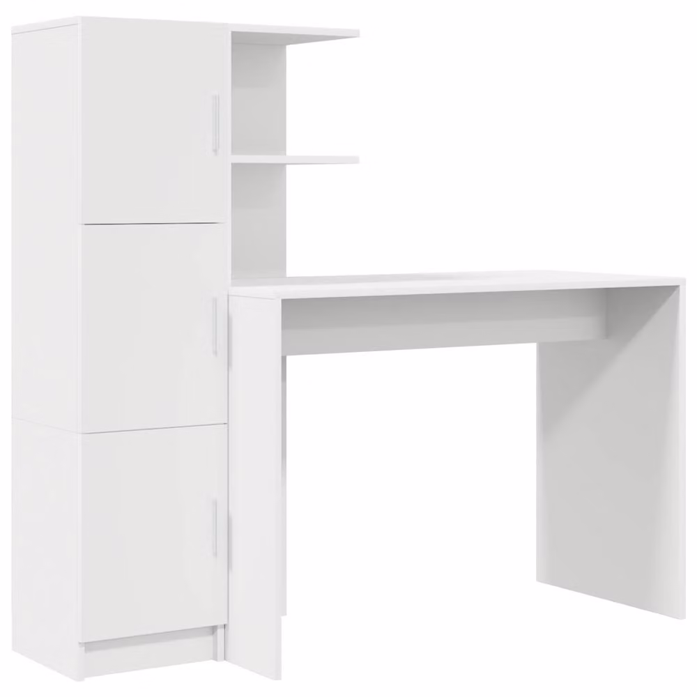 Berkfield Modern White Wall Mounted Floating Writing Desk in MDF Wood – 2
