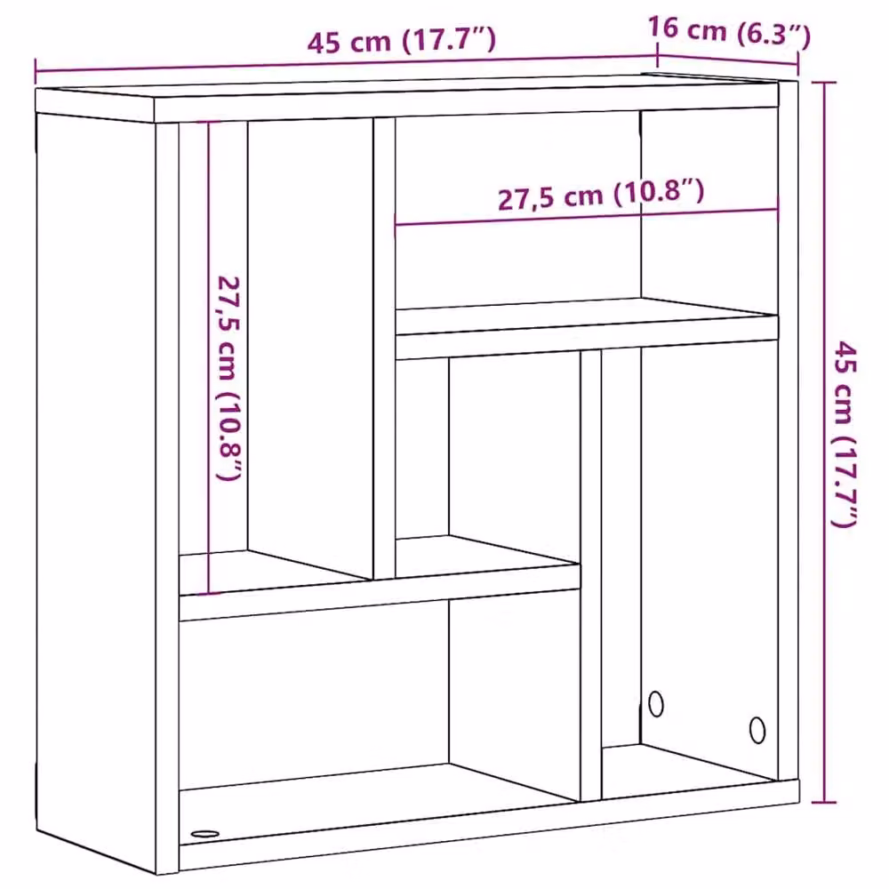 Berkfield Home Artisan Oak Wall Shelf, Brown, W/D/H: 45 x 16 x 45 cm – 5