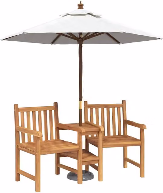 Berkfield Home Geometric Outdoor Garden Chairs in Brown Solid Teak Wood with Cushion Storage