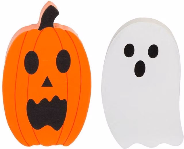 VFM e-Store Halloween Mini Tabletop Decorations, 2 Pack, Multicolour Pumpkin and Ghost Animal Designs