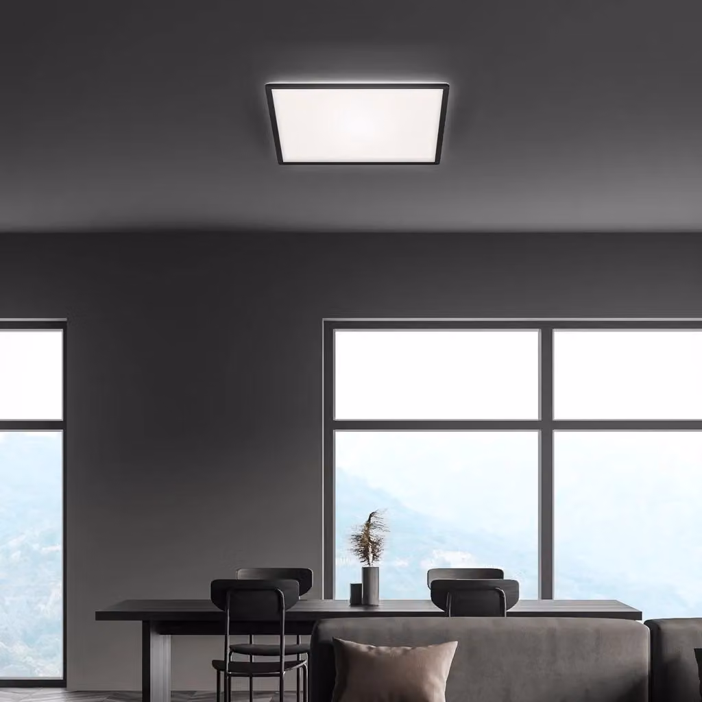 Briloner Leuchten 7158-415 LED Ceiling Light with Backlight Effect, 22W, 3000 Lumen, 4000K Cool White, Square, White/Black, W/D/H: 42 x 42 x 2.9 cm – 3