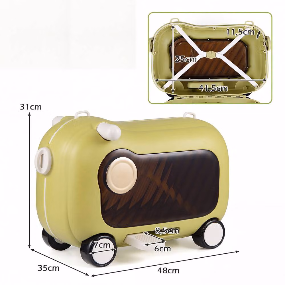 Costway Ride-on Luggage Lightweight Portable Suitcase with Retractable Pedal in Green – 2