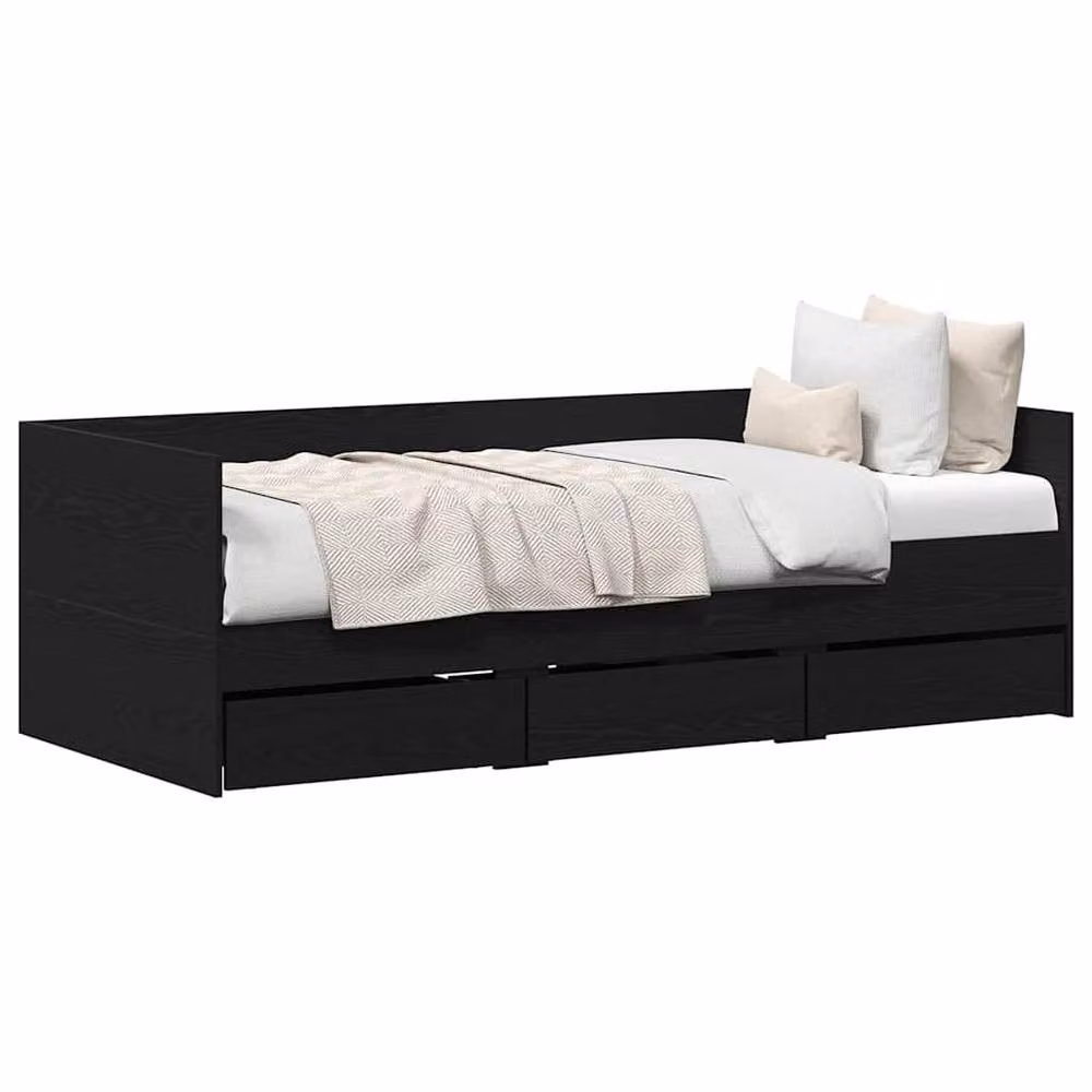 Berkfield Home Modern Daybed in Black Oak Engineered Wood, W/D/H: 90 x 200 cm – 3