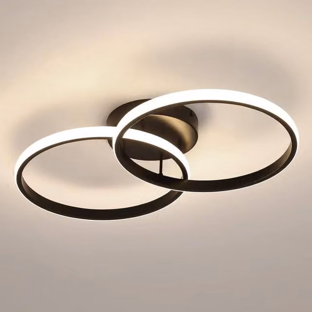 Goeco Modern LED Ring Ceiling Light in Black, 42W, 4500K, Diameter: 54 cm