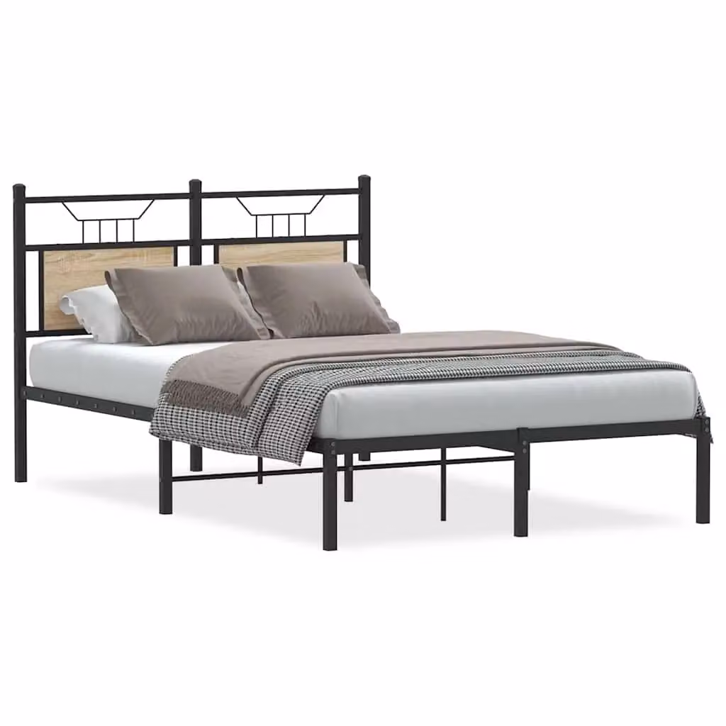 Berkfield Home Sonoma Oak Small Double Bed Frame in Brown, W/D/H: 120 x 200 cm – 1