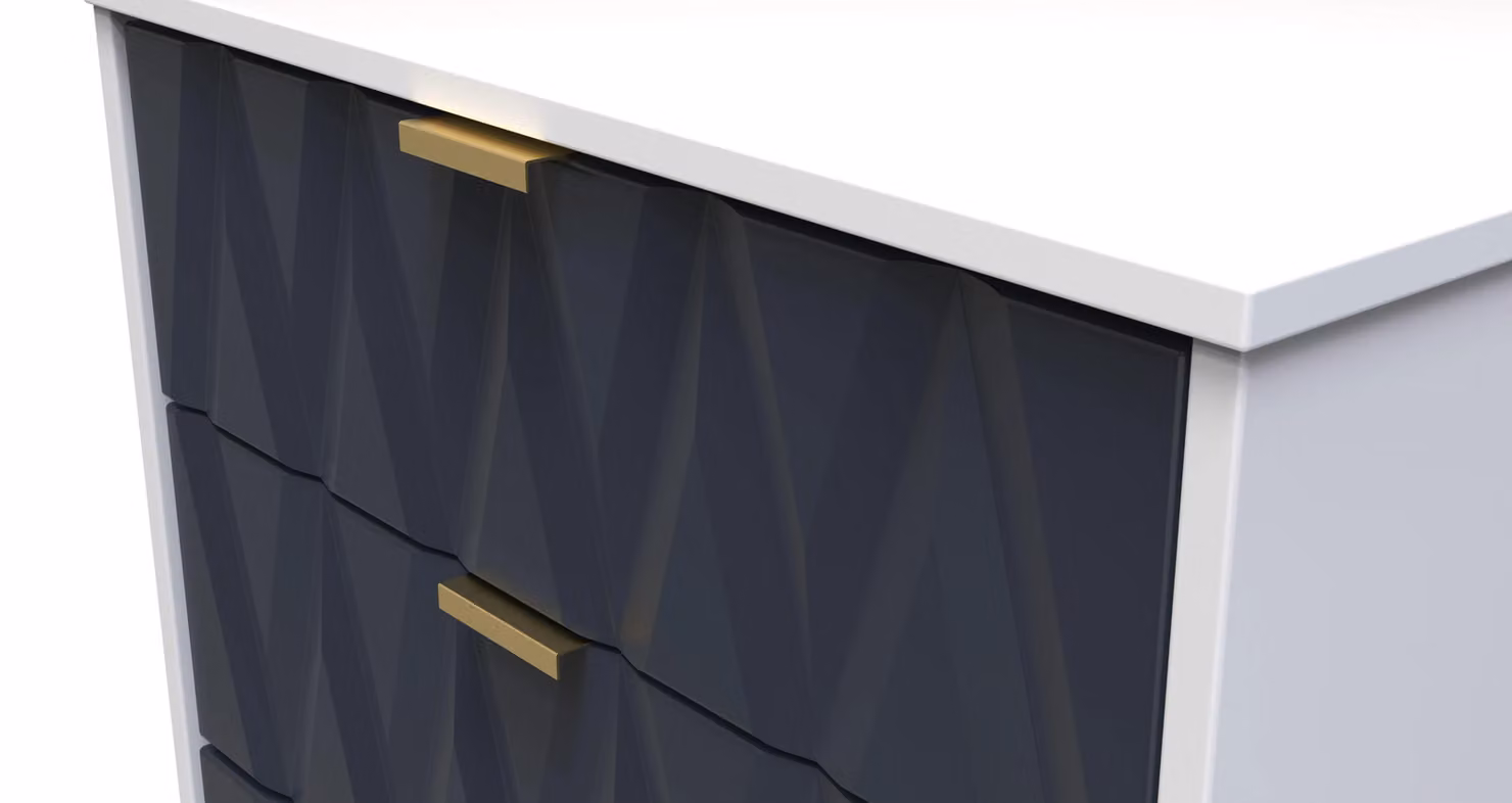 2 U Dallas 3 Drawer Midi Sideboard in Dark Blue and Gold – 3