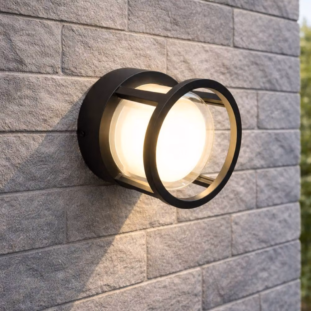 CGC Lighting Hudson Round LED Outdoor Wall or Ceiling Light, Black and White, IP65 Waterproof – 2