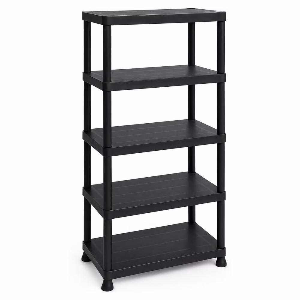 MANTRARAJ 3 Tier Heavy Duty Black Plastic Storage Shelving Unit, H x W x D: 91 x 60 x 30 cm – 5